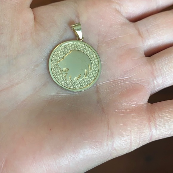 10k Real Gold Leo Zodiac Sign Disc Round Pendant,All Products : American Fashion Style Bags On Sale